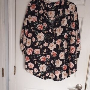 Torrid Black Floral Blouse
